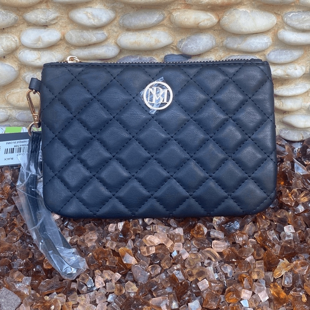 Badgley Mischka Black Quilted Clutch/Wristlet